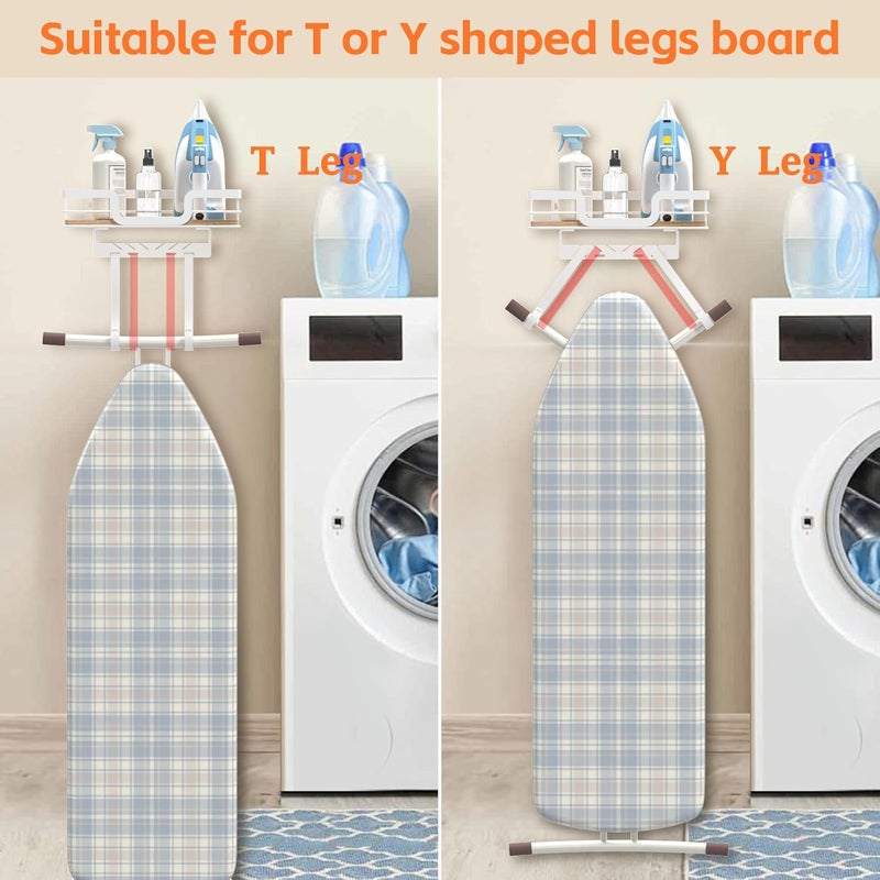 PAROTO Ironing Board Holder Wall Mount, Laundry Room Organization Storage, White, T&V Shaped Space Saving Ironing Board Hanger for Laundry Room Decor and Accessories - Image 2